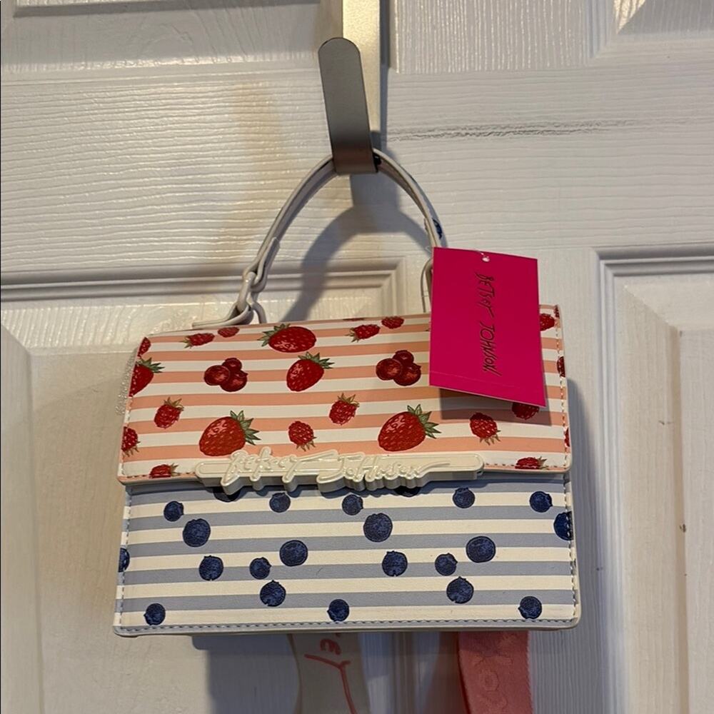 BNWT BETSEY JOHNSON Strawberry and Blueberry Patterned Crossbody Handbag